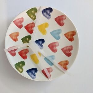 Hearts Watercolor colorful Ceramic 6 in. Appetizer 4 Plates by Maxcera